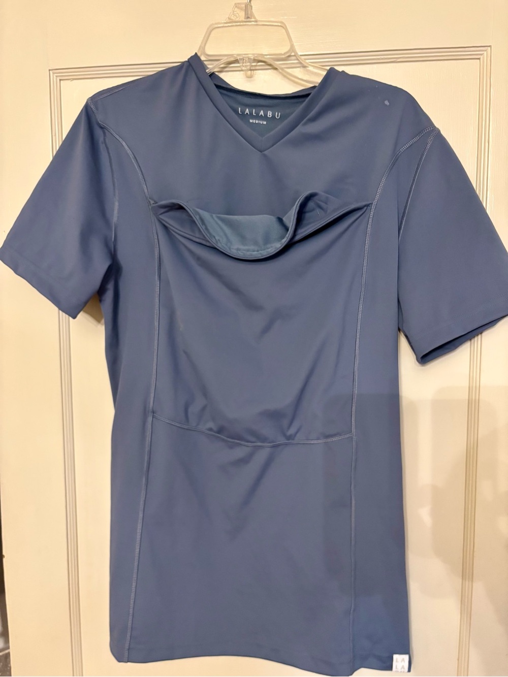 LALABU Short Sleeve Nursing Top in Dusty Blue